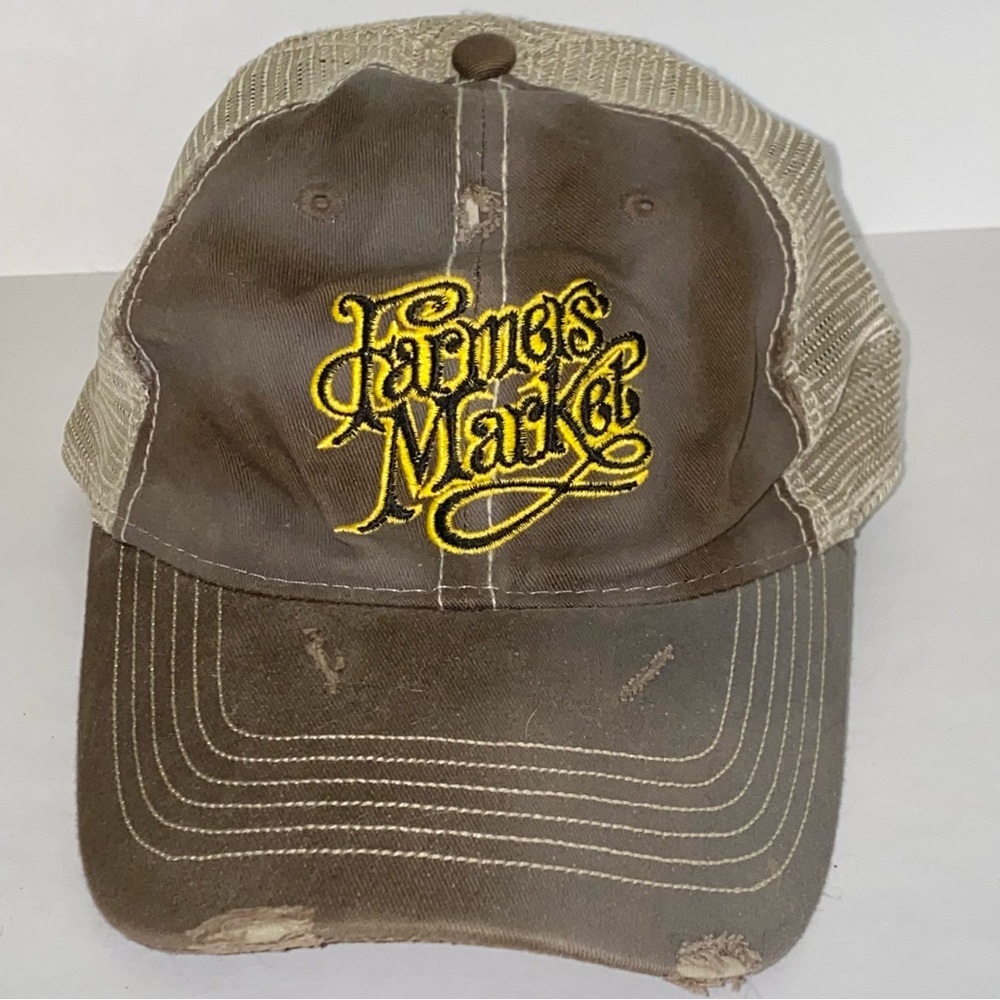 Vintage Look Distressed Farmers Market Mesh Back Embroidered Front Trucker Hat
